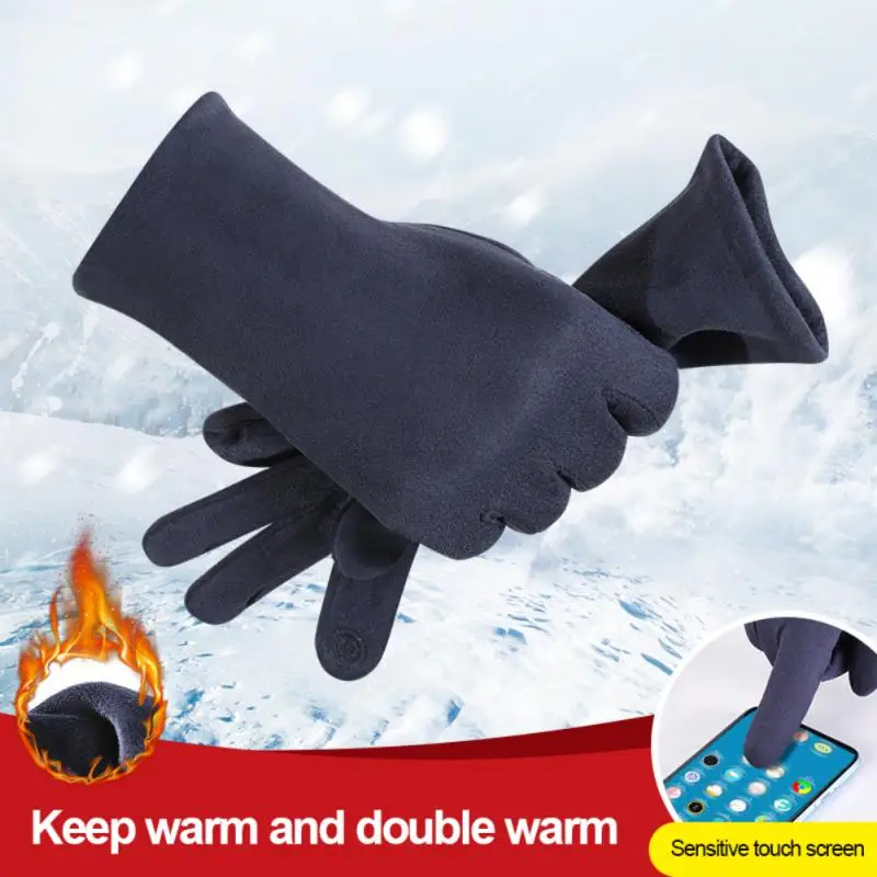 Winter Cycling Gloves Thermal Fleece Touch Screen Full Finger Bike Gloves - £12.16 GBP