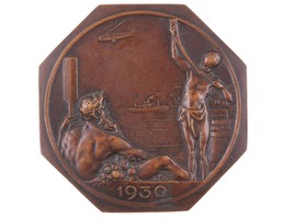 Josuë Dupon (Belgian, 1864-1935) Art deco universal exposition Anvers 1930 medal - £146.85 GBP
