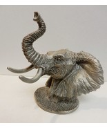 B Austin Signed Elephant Pewter Bust Sculpture Animal Figure Vintage 4&quot; ... - £78.32 GBP