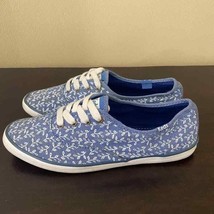 Keds women’s blue &amp; white Leaf print canvas low top sneakers - £17.98 GBP