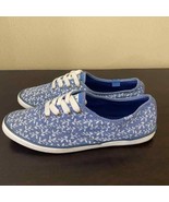 Keds women’s blue &amp; white Leaf print canvas low top sneakers - £17.97 GBP
