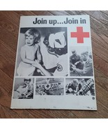 VTG JOIN UP JOIN IN POSTER RED CROSS CARDBOARD AD 18&quot; X 15&quot; ADVERTISING ... - $2,270.47 MXN