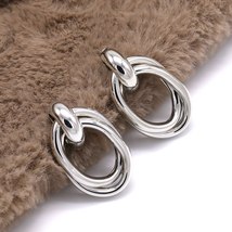 LATS Korean Fashion Minimalist Dangle Earring Circle Exaggerated Earring... - £7.06 GBP