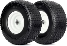 15X6.00-6 Flat Free Lawn Mower Tire And Wheel, 15X6-6Nhs Riding Mowers, 2 Pack - £100.39 GBP