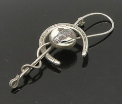 925 Sterling Silver - Vintage Horseshoe &amp; Whip Good Luck Brooch Pin - BP9217 - £57.29 GBP