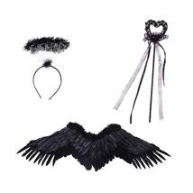Angel Wing Costume Halloween 3 In 1 Devil Kids Performance Outfit Accessory Set - £14.30 GBP
