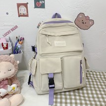 Korean Canvas Large Capacity Backpack For Women Middle School Student Schoolbag  - £22.21 GBP