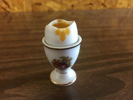 Vintage Limoges France Fragonard Courting Couple Miniature Egg Cup with Egg - £15.56 GBP
