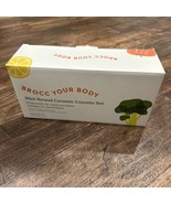 Brocc Your Body Mini Round Ceramic Cocotte Set-18.6 oz  Green &amp; White w/... - $29.75