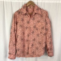 Vintage Women&#39;s butterfly collar button down long sleeve shirt pebbled Med - $19.99