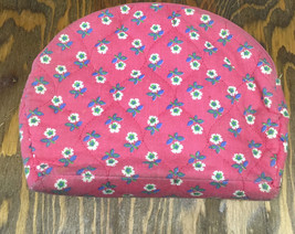 Cloth with plastic zipper vinyl plastic lined vintage cosmetic make up bag  - $19.75