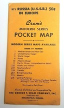 Vintage 1950&#39;s Cram&#39;s Modern Series Pocket Map Russia USSR in Europe No 371 - £10.45 GBP