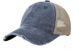 Messy Bun Cap Women Retro Washed Cotton Visor Dad Hat Adjustable Trucker - £7.47 GBP