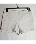 Ann Taylor Loft Shorts Womens Size 8 Gray Chambray Ruffled Hem Beach Vac... - $25.62