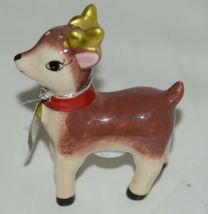 Ganz MX177530 Small Deer Painted Glass Salt Pepper Shakers Red Bow image 3