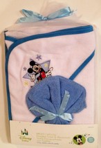 Disney Baby Mickey Mouse Hooded Towel + Washcloth Set Wash Cloth - £7.71 GBP