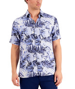 Tasso Elba Men&#39;s Silk Blend Regular-Fit Distressed Fern-Print Shirt Blue... - $377.35 MXN