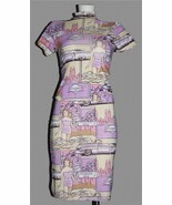 VTG Charbell Paris Retro Cars Bathing Suits Hollywood Blvd Bodycon Skirt... - $54.69 CAD