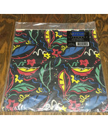 Vintage gift wrap black with bright color floral pattern wrapping paper ... - $19.75