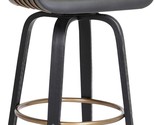 Benjara Stool Maya 26 Inch Swivel Counter Chair, Faux Leather, Wood, Gra... - $313.99