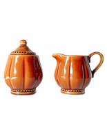 Roscher &amp; Co Hobnail Brown Coffee Creamer Sugar Bowl Ceramic China Set - £11.87 GBP