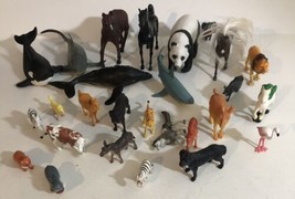 Mixed Animal Lot Of 27 Toys Horses  Tigers  Whales Cows T7 - £9.32 GBP