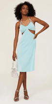 Sipos New York Womens XS Butterfly Satin Slip Dress Green Cutouts Back Zipper - £73.92 GBP