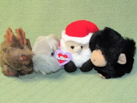 Vintage Puffkins Plush Lot Santa Claus Gray Walrus Monkey Chimp Brown Moose Toys - $11.96