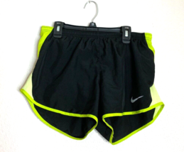Nike Dri Fit Womens Sz M Lined Shorts Black Yellow Athletic 849394-075 - £13.94 GBP
