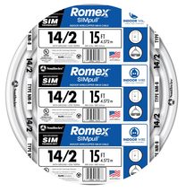 Southwire Romex Brand Simpull Solid Indoor 14/2 W/G NMB Cable 15ft coil - SW# 28 - $26.82