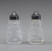 Waterford Salt And Pepper Shakers Crystal Glandore Signed EPNS Silverplate - £54.02 GBP
