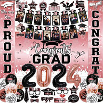 2024 Pink Graduation Decorations, Pink Graduation Banner Class of 2024 Pink and  - £26.89 GBP