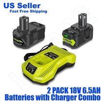 Lizone 2 Pack 6.5AH for Ryobi 18V 5.0Ah Battery with Charger Combo P117  RB18L50 - £132.97 GBP