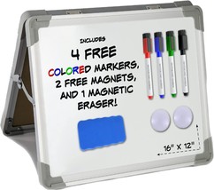 Small Dry Erase White Board,16x12” Foldable Double Sided Portable New(A20) - £26.36 GBP