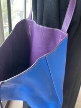 Unworn HERMES 45cm Double Sens Blue Hydra/Ultraviolet Clemence Shoulder ... - $3,899.99
