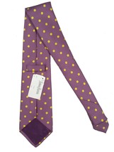 NEW Turnbull &amp; Asser Pure Silk Tie!   Purple With Yellow Polka Dot Pattern - £66.69 GBP