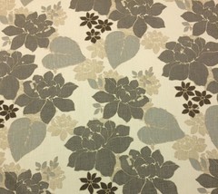 Richlom Gilman Graphite Gray Large Floral Basketweave Cotton Fabric By Yard 54&quot;W - £7.90 GBP