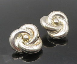 925 Sterling Silver - Vintage Shiny Hollow Flower Non Pierce Earrings - ... - £51.74 GBP