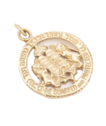 14K GOLD Vintage Pendant Solid Carved Round Jewish Prayer Protection  GP727 - $601.76 CAD