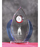 Toy Fox Terrier-   crystal clock in the shape of a wings with the image of a dog - $65.99