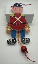 Vintage Wooden String Puppet Wood Pull Toy Hand Painted Soldier Ornament... - $14.84