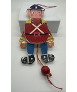 Vintage Wooden String Puppet Wood Pull Toy Hand Painted Soldier Ornament... - $14.84