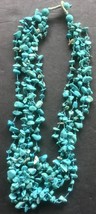 Vintage Multi-Strand Turquoise Chip Knotted Bead Necklace - £27.97 GBP