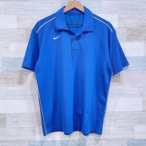 Nike Dri Fit Tech Golf Polo Shirt Blue White Piping Short Sleeve Mens Me... - $24.74