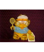 8&quot; Garfield Tennis Armchair Athlete Plush Toy Tags From Dakin 1981 Rare - £47.35 GBP