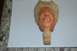 Local Yokel w Grin and cowboy hat, wine cork stopper, 4.5” Tall - £10.38 GBP