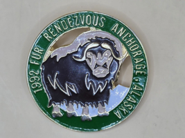 ANCHORAGE ALASKA-&quot;Fur Rendezvous 1992-Green Color-Rondy-Metal-Musk OX-1 ... - $14.39