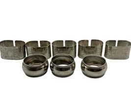 Vintage Silver Tone Etched Napkin Rings Mixed Lot of 8 Round Oval Oblong Holders - £18.50 GBP