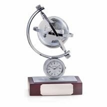 Bey Berk Austin"Globe Gyro Quartz Clock with Chrome Accents on Mahogany ... - $61.70