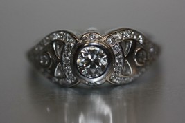 18 Karat Filigree Engagement ring Bezel Set Diamond 0.40 carat +Accents SZ 9.5 - £922.08 GBP